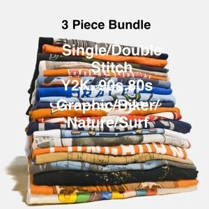 Vintage 3 Short Sleeve Bundle Mystery T-Shirt Package 80s 90s Y2KAll Sizes: S-Xl